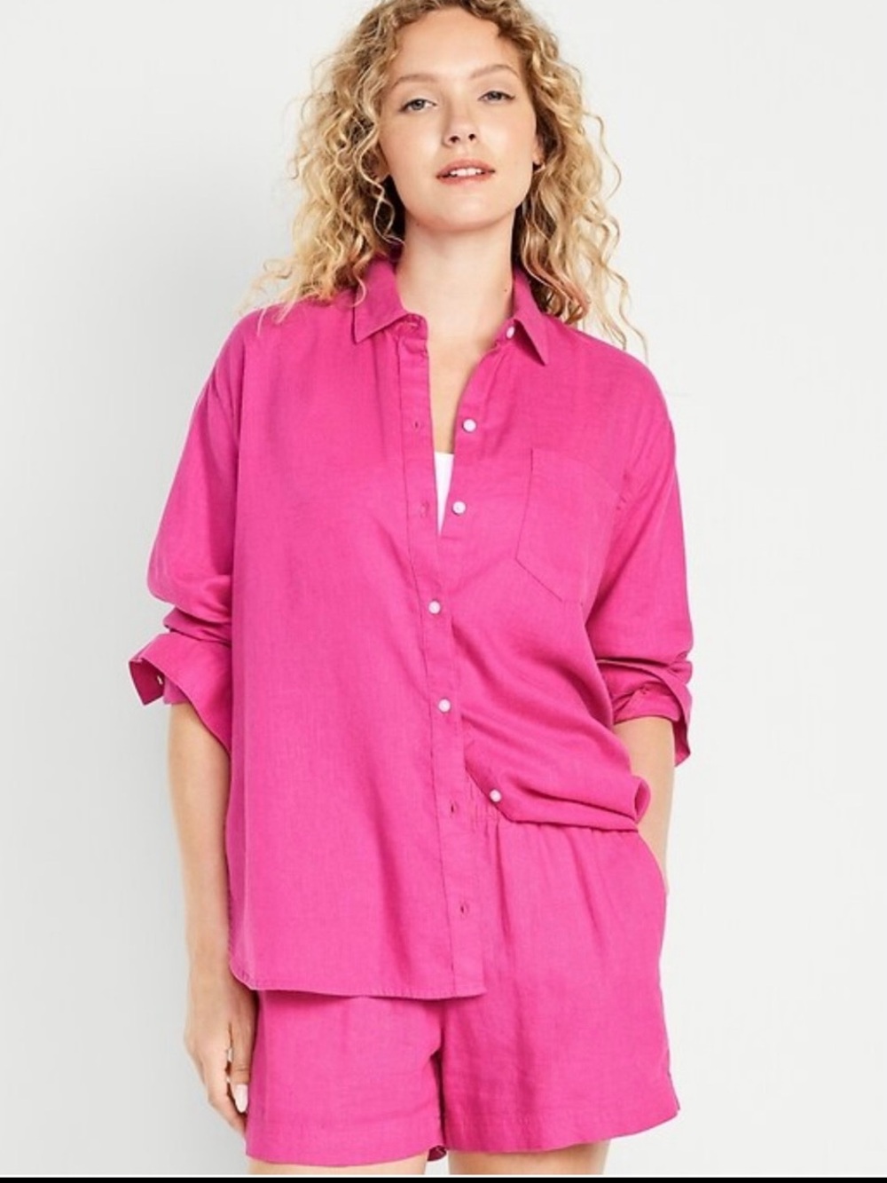 Old Navy Boyfriend Button Up Hot Pink